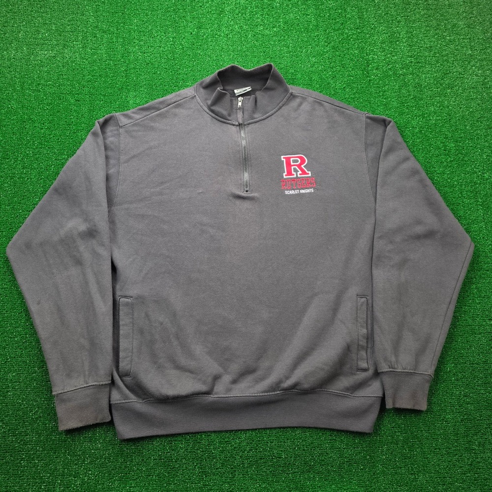 Rutgers Scarlet Knights Quarter Zip Fleece Sweatshirt Mens XL Gray Pullover NCAA